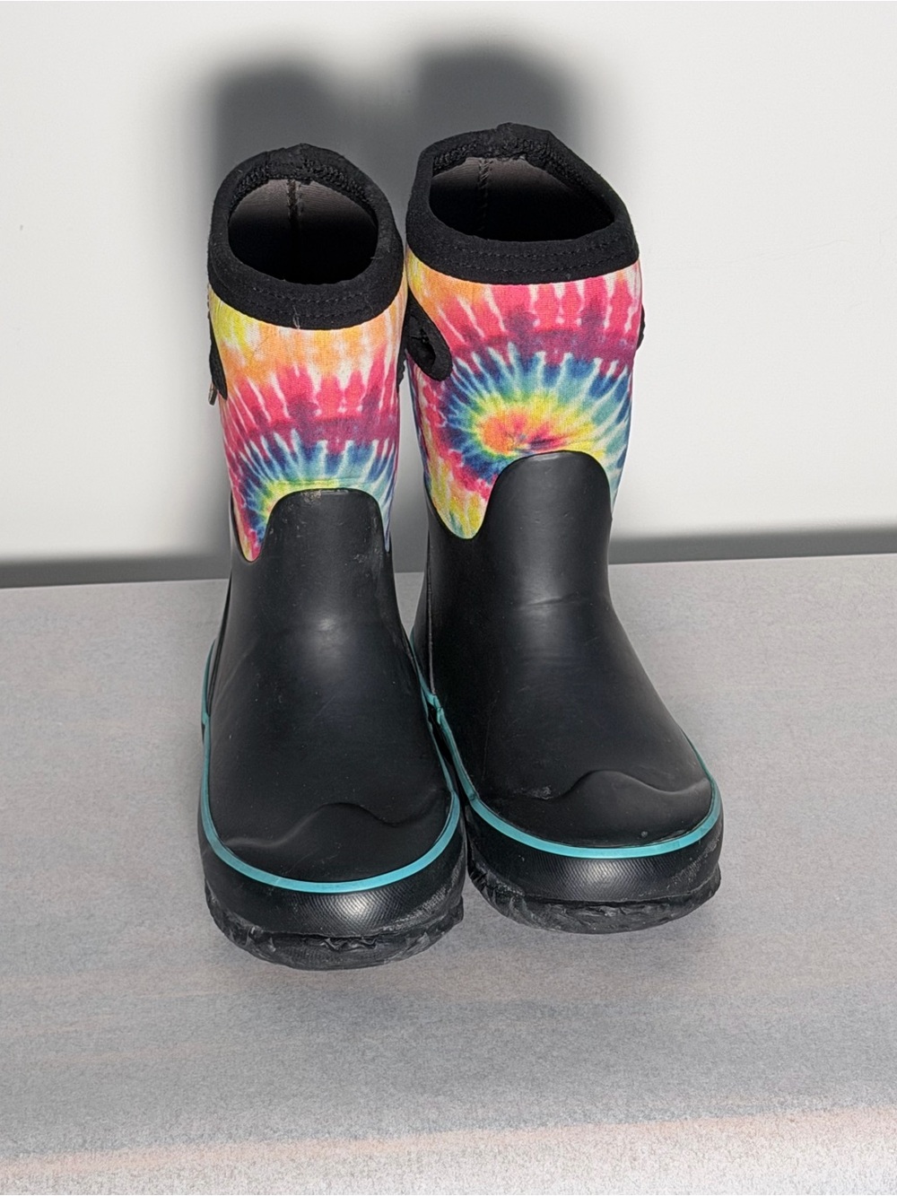 Bogs Kids Black Rain & Tie-Dye Cuff Boots
